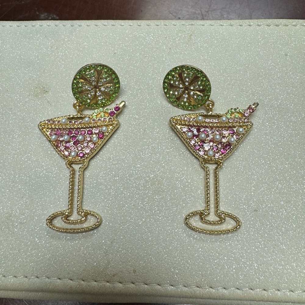 Gold and Pink Cocktail Earrings